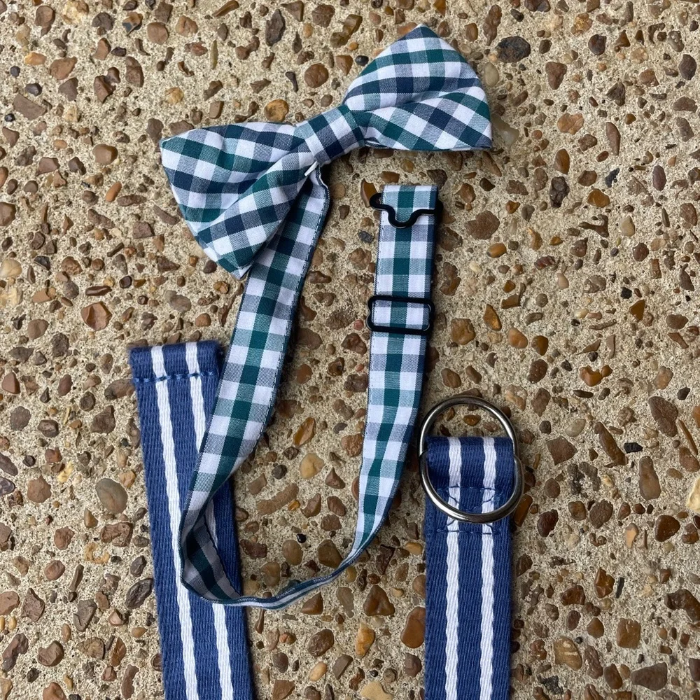 Bow tie & belt - blues/ greens Crewcuts